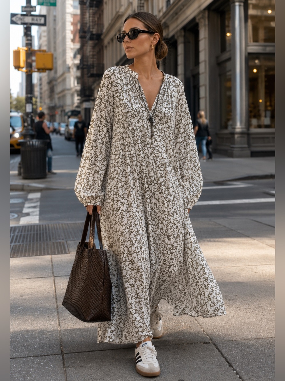 MICHAEL KORS Women's Cream Floral Maxi Dress Oversized Sz XS